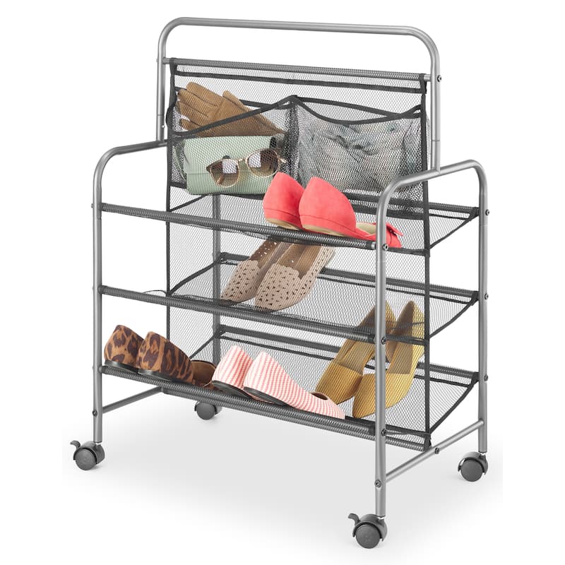 Whitmor 2-Sided Rolling 18-Pair Shoe Rack