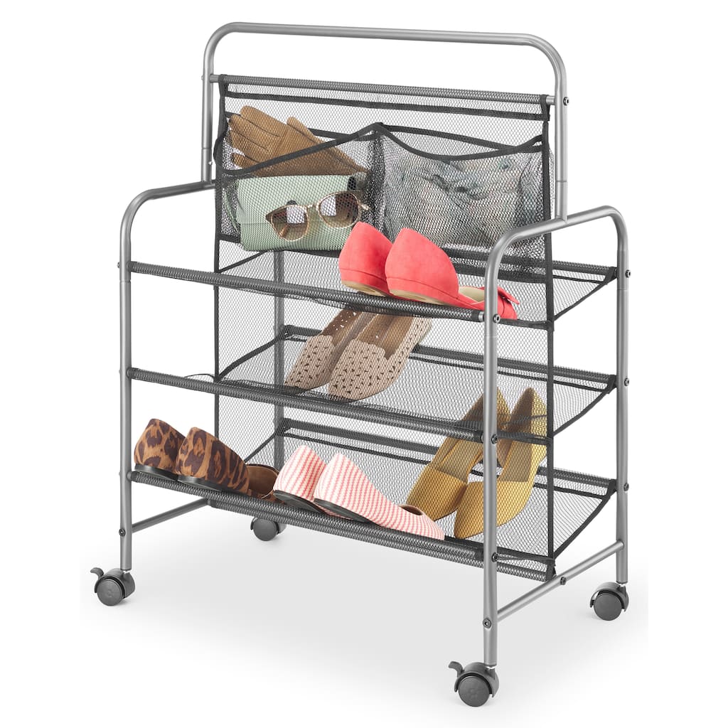 Whitmor 2-Sided Rolling 18-Pair Shoe Rack