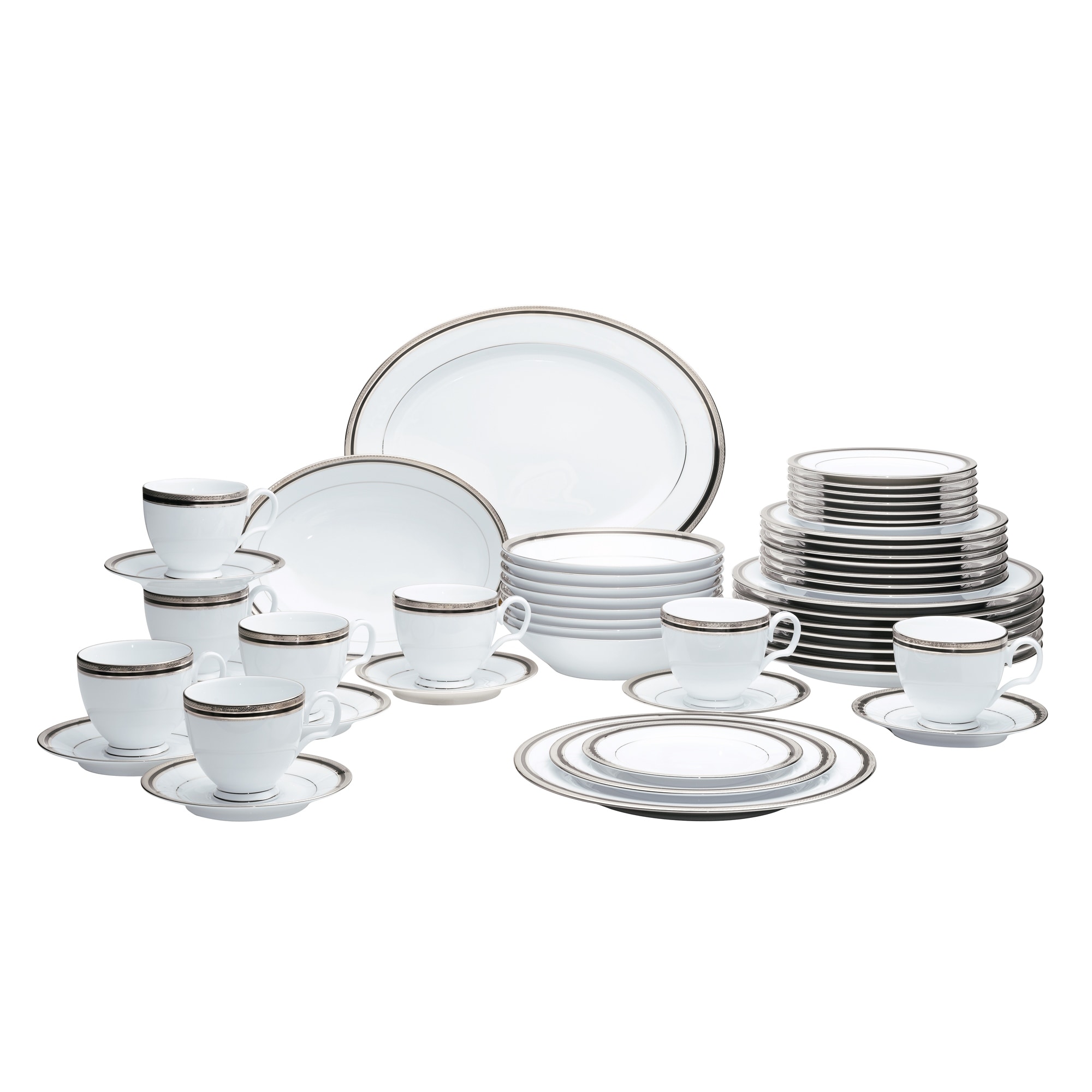 商品画像：Noritake Austin Platinum 50-Piece Dinnerware Set, Service 4
