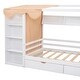preview thumbnail 15 of 97, House Platform Bed with Open Pent Roof, Built-in Wardrobe, 4 Side Compartments, 3 Top Shelves, 2 Drawers, Curtain Fabric