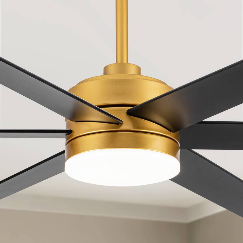65 Inch Gold Large LED Ceiling Fan with Light and Remote(6-Blade)