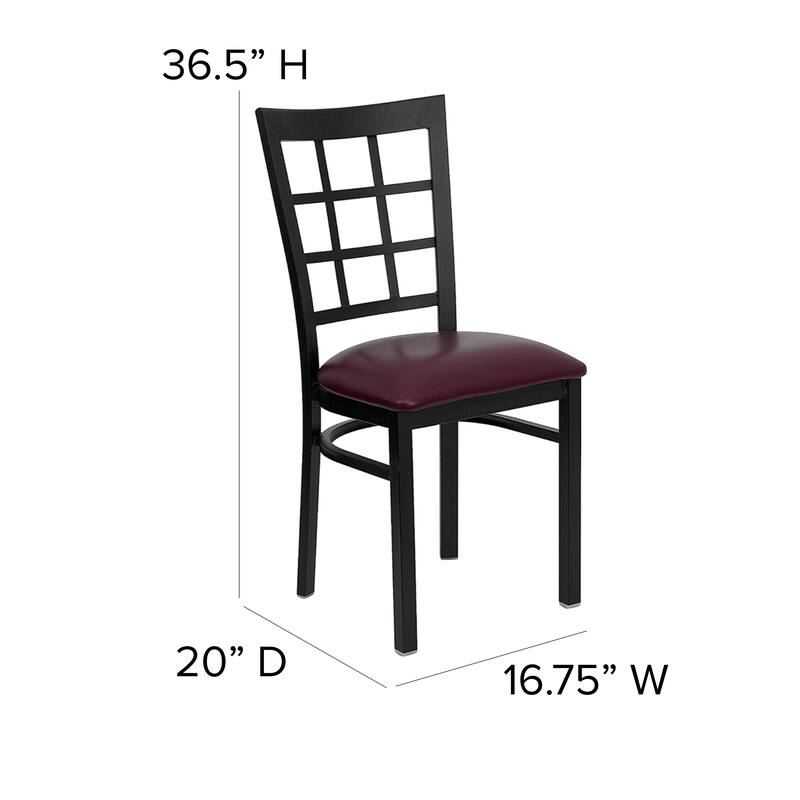 Window Back Metal Restaurant Chair - 16.75"W x 20"D x 36.5"H - 16.75"W x 20"D x 36.5"H
