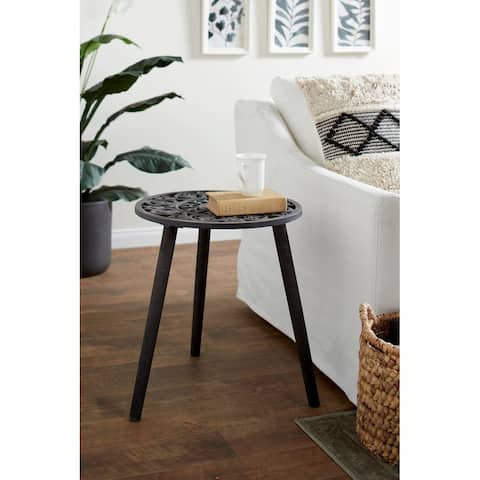 Black Wood Contemporary Accent Table 22 x 21 x 21 - 21 x 21 x 22Round