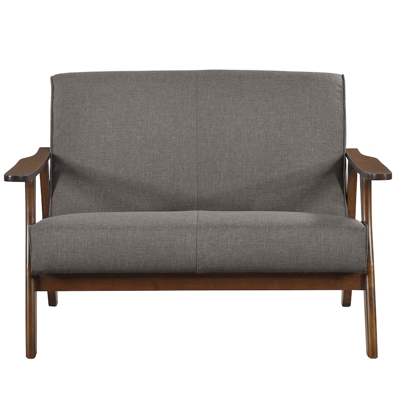 CraftPorch Wenge Wood Mid-Century Modern Linen Loveseat
