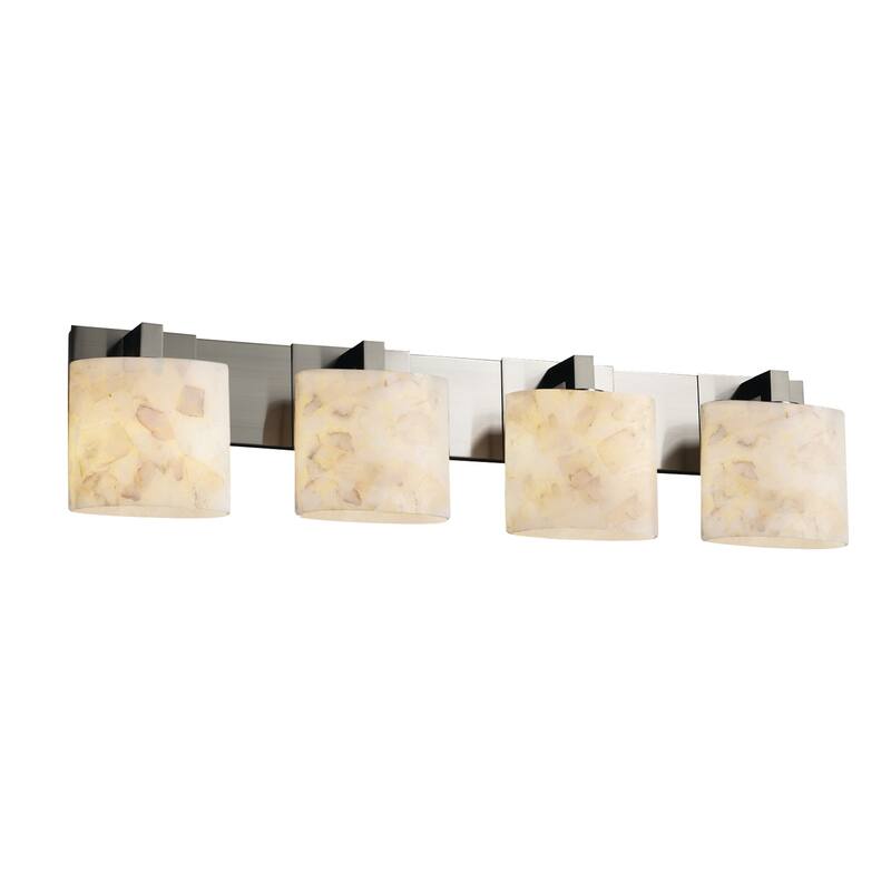 Justice Design Alabaster Rocks Modular 4-light Brushed Nickel Bath Bar, Oval Shade