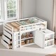 preview thumbnail 12 of 20, Twin Loft Bed with Pull-Out Desk, Storage Cabinets & Drawer Shelves, Solid Rubber Wood, Safety Guardrail & Ladder White