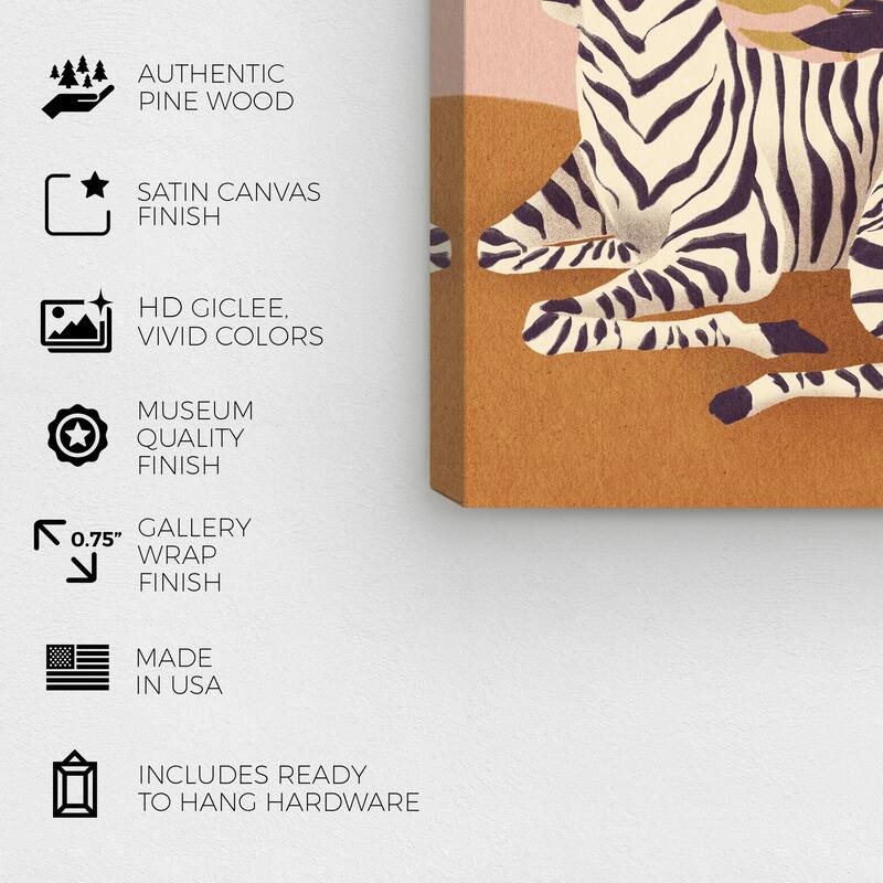 Wynwood Studio Canvas Animals Sunbathing Zebra Yellow and Mustard Shabby Chic Wall Art Canvas Print