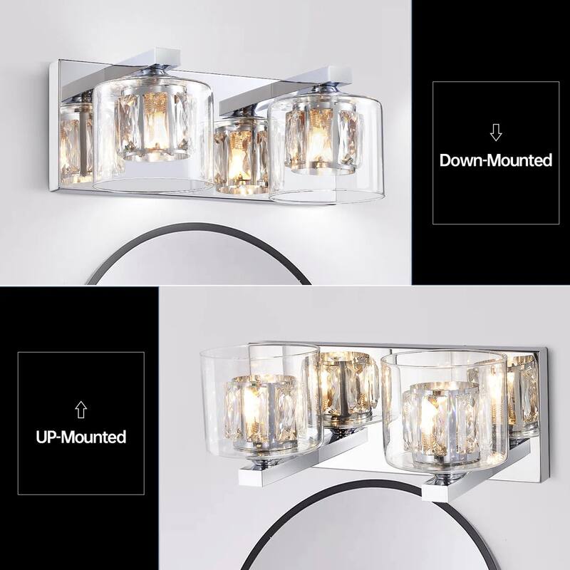 Kolt Chrome Traditional 2-Light Bathroom Vanity Light