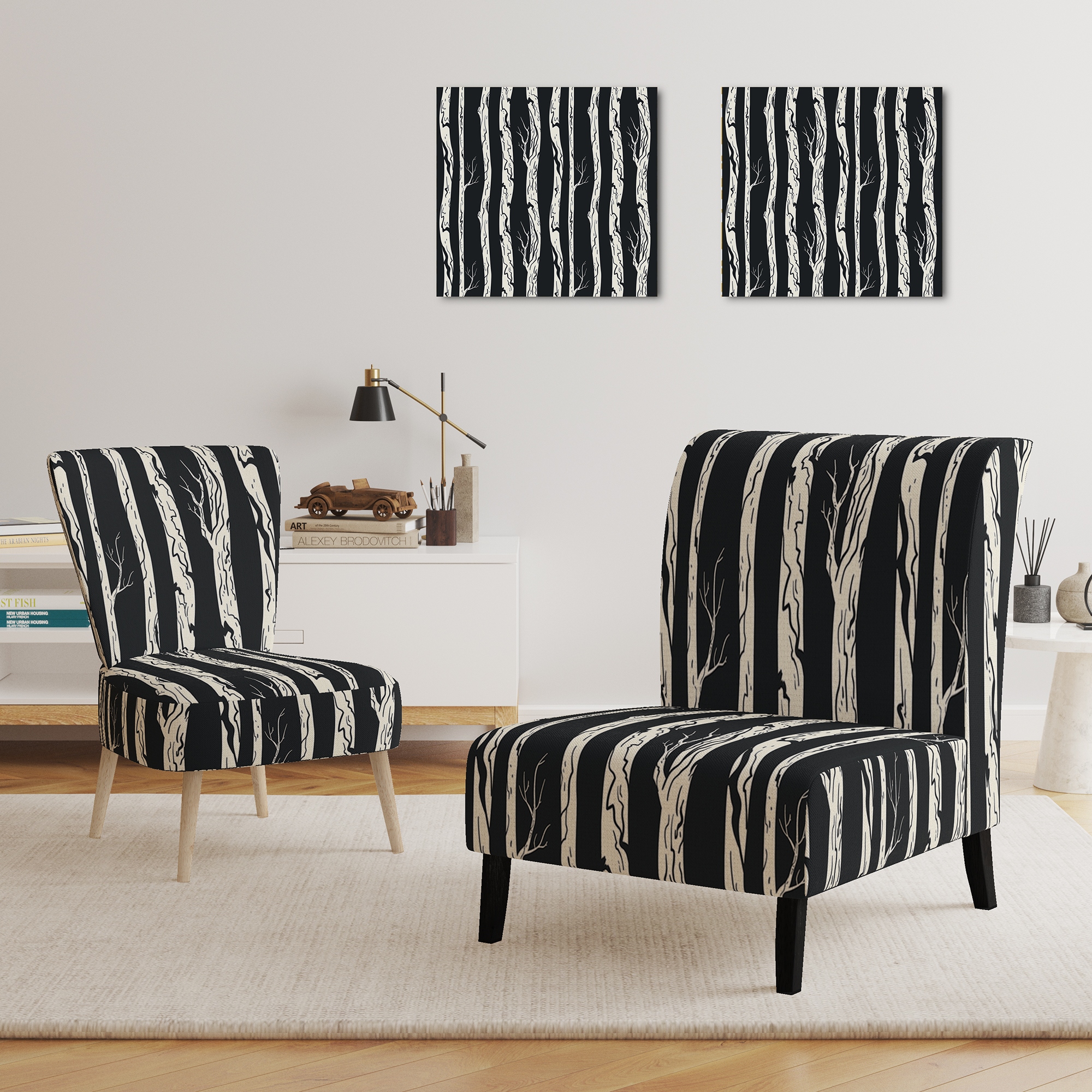 Black pattern sales accent chair