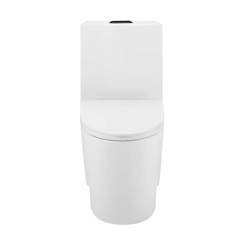 Angers One Piece Elongated Toilet Dual Vortex Flush, Black Hardware - 27" x 15.15" 33.05" - 27" x 15.15" 33.05" - White
