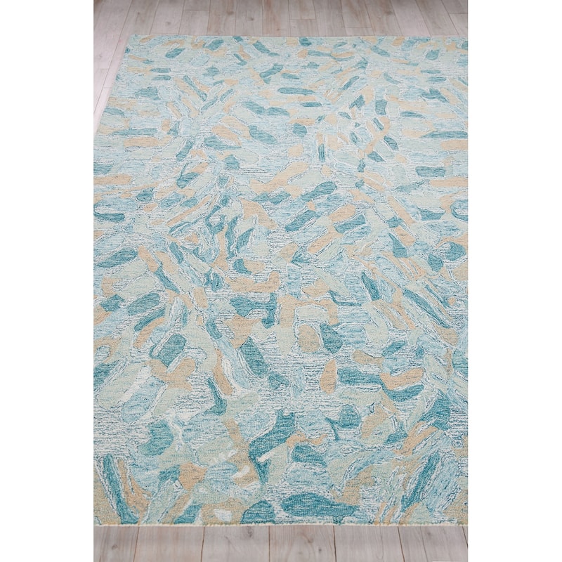 Botanica Turquoise/Ivory/Multi New Zealand Wool hand-tufted Area Rug