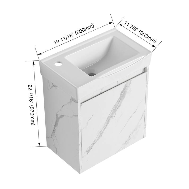 Beingnext 16''/20''/24"/30"/36" Bathroom Vanity with Sink, Floating Bathroom Vanity with Soft Close Door