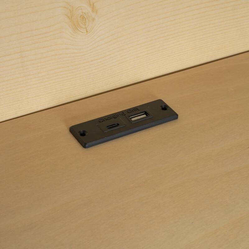 Twin Size Wood Daybed with Storage Shelves USB Charging and Trundle