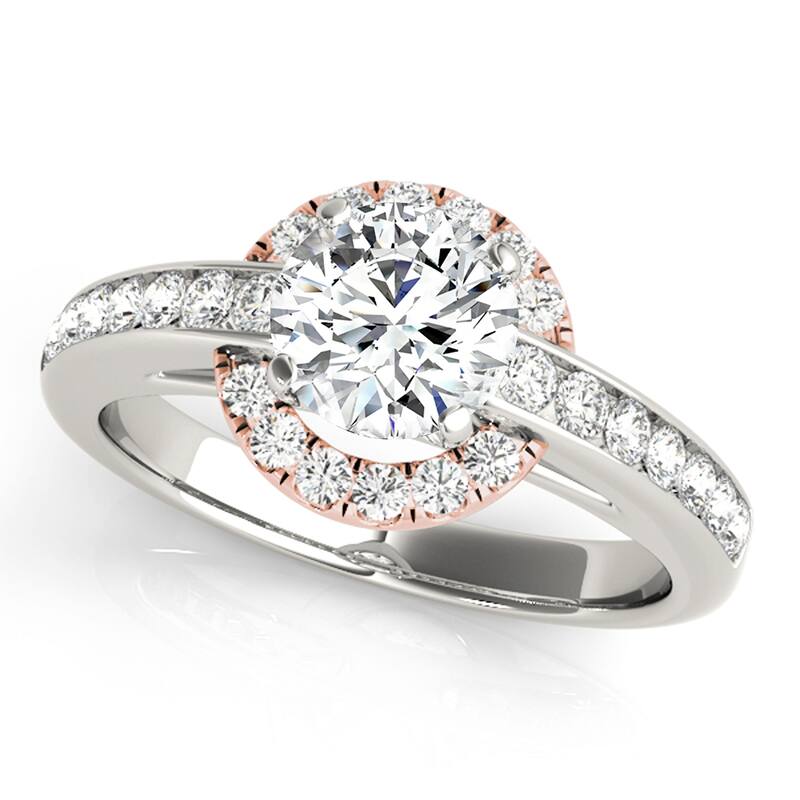 Auriya 14k Rose Gold Lab Grown Round Diamond Halo Engagement Ring 0.50 to 5.00 ct. tw. (F-G VS) - 1.25 ct. center - 5.5