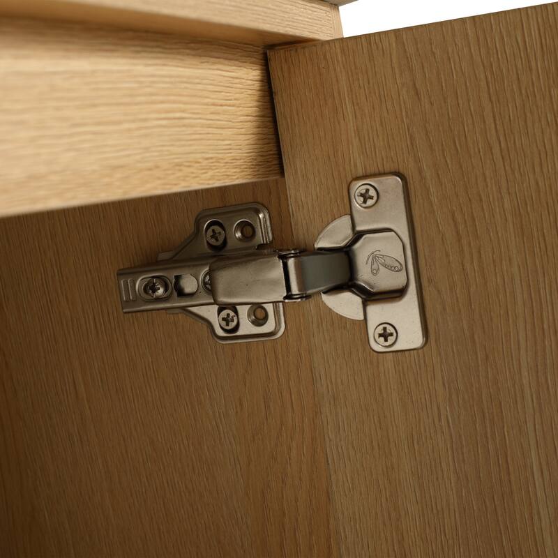 GDFStudio - Lisbon Modern Minimalist Freestanding Bathroom Vanity Cabinet with Soft Close Doors, Open Shelf, Sink NOT INCLUDED