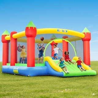 15'x12' 600lbs Large Inflatable Bounce House for big kids with Blower & Basket Ball Hoop - 15.3'X12'