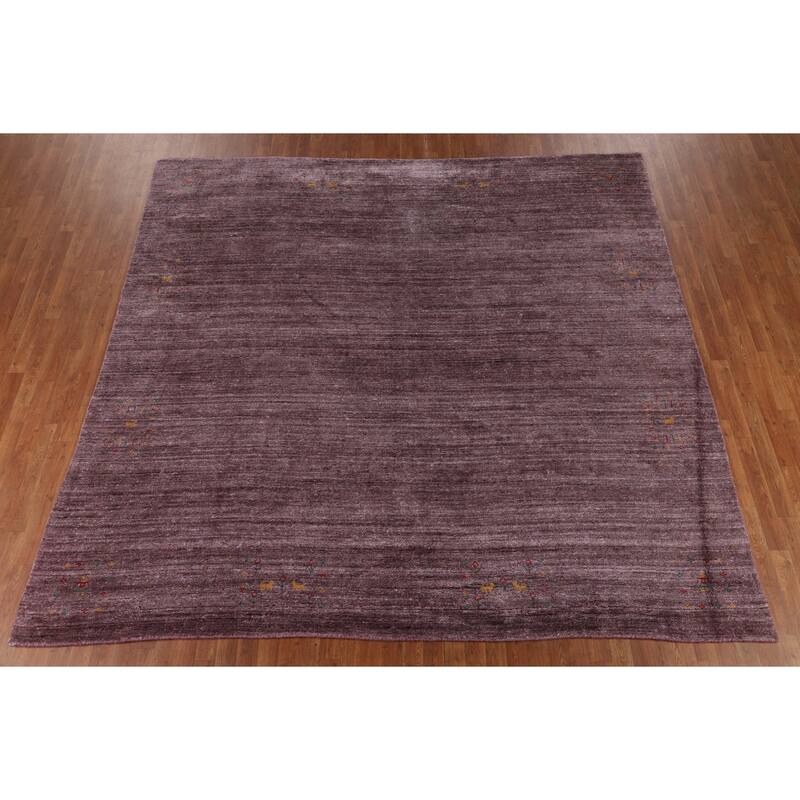 Purple Light Gabbeh Indian Square Area Rug Silk Carpet - 10'0" X 9'8"