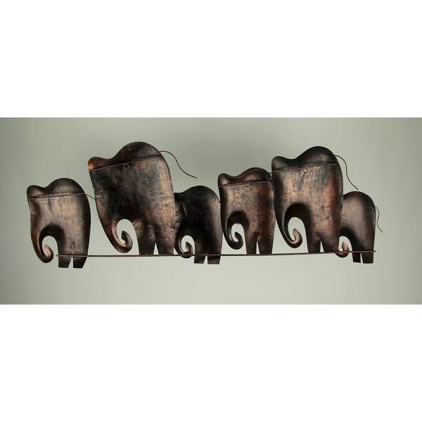 Shop Handcrafted Antique Copper Finish Metal Art Elephants Wall