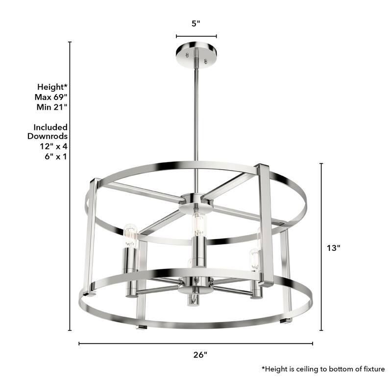 Hunter Astwood 26" 6 Light Chandelier, Dining Room, Kitchen, Cage - Art-Deco, Transitional, Contemporary