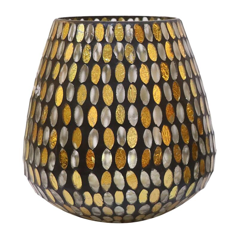 Sagebrook Home Elegant Glass Votive Candle Holder, Ideal for Serene Ambiance, Perfect for Harmonious Home Decor - 7" x 7" x 8" - Copper
