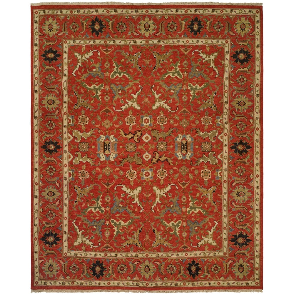 Traditional Red Flatweave Wool Area Rug