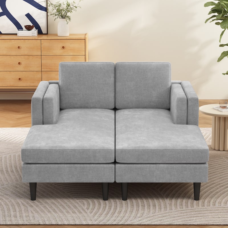 Christopher Knight Home - Alora Modern Upholstered Chaise Lounge Sofa Bed with Dual-Layer Armrests and Flexible Layout Design