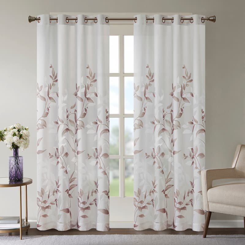 Madison Park Vera Burnout Printed Curtain Panel Single - 50x84" - Mauve