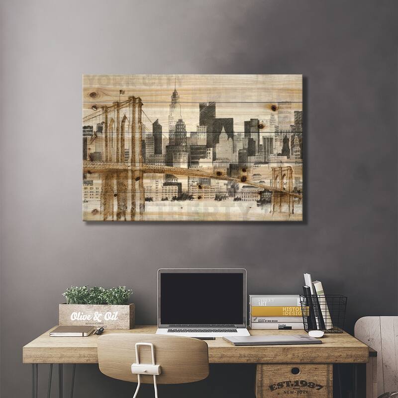 New York Skyline I Print On Wood by Avery Tillmon - Multi-Color