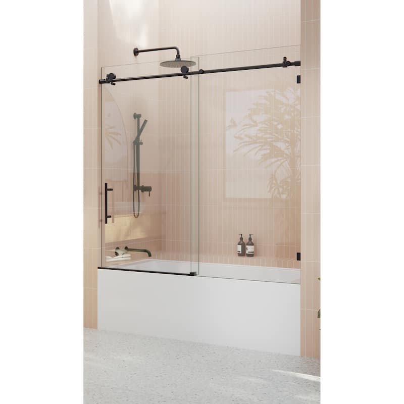 Glass Warehouse 56 in. - 60 in. x 60in. Frameless Bath Tub Sliding Shower Door