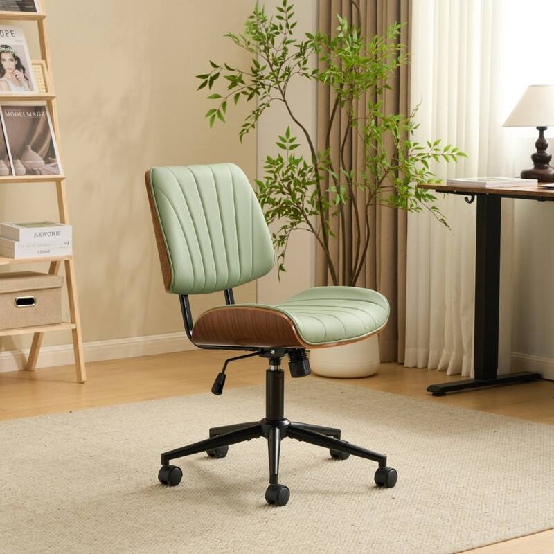 PU Trapezoid Curved Back Swivel Office Chair