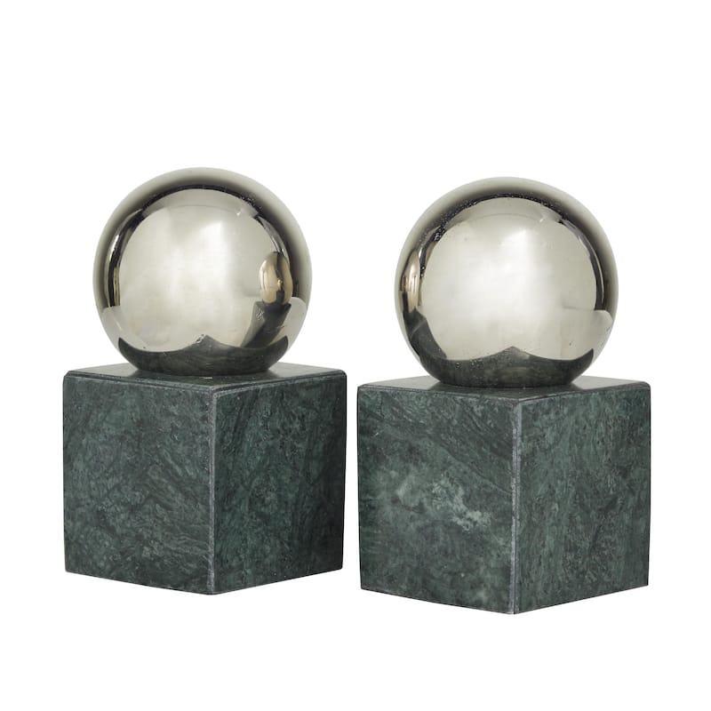 Marble Orb 7 or 10 lbs Decorative Bookends - Set of 2 Silver, Gold, Black - CosmoLiving by Cosmopolitan