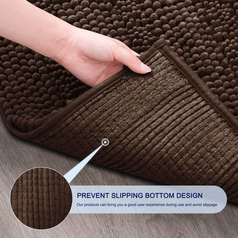 Subrtex Super Soft Absorbent Braided Bathroom Mats Chenille Bath Rugs