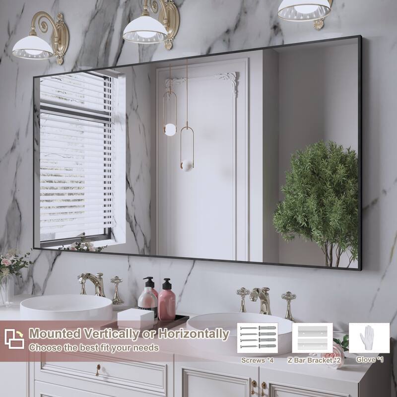 QuivaraView Wall Mounted Aluminum Frame Bathroom Vanity Mirror
