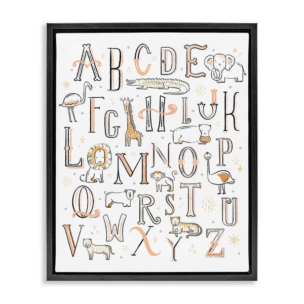 slide 2 of 29, Stupell Nursery Animal Alphabet Chart Framed Floater Canvas Wall Art Design by Zirkus Design 17 x 21 - Black