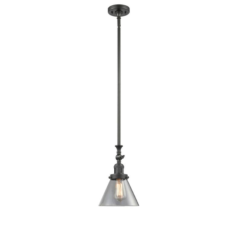 Innovations Lighting Large Cone 8" Wide Adjustable Mini Pendant - Oiled Rubbed Bronze / Clear