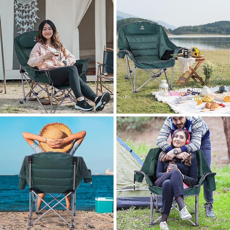 Camping Chairs, Oversized XL Padded Camping Chair, Outdoor Chair, Lounge Chair, Wide&Thick