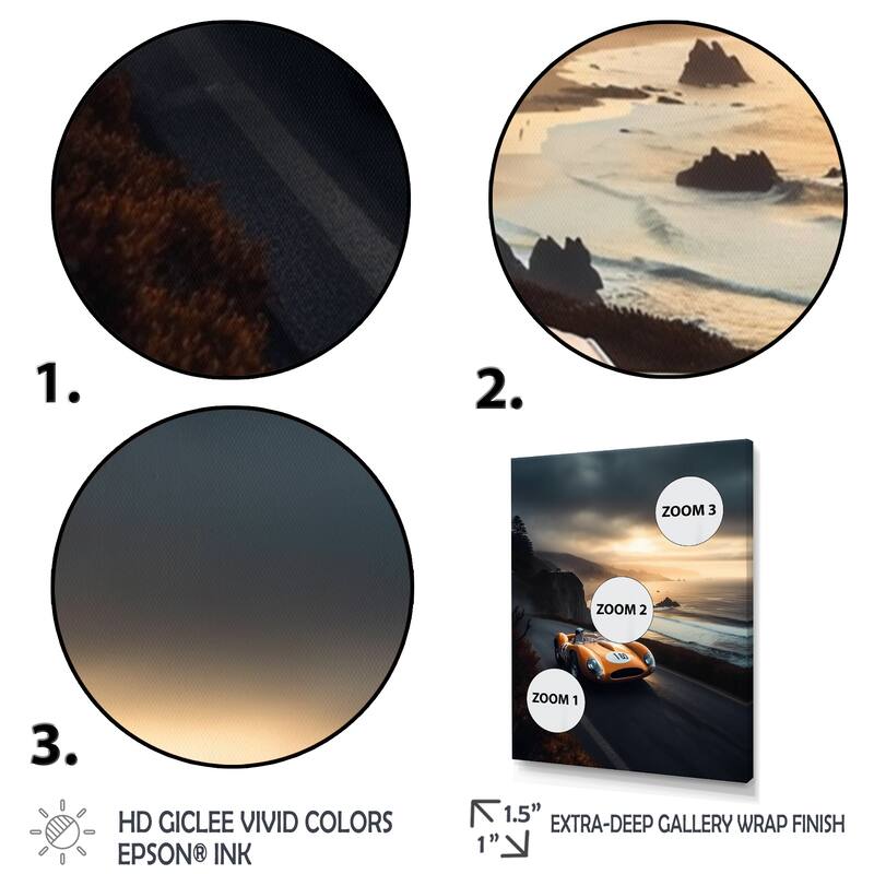 Designart "Orange And Black Artistic Tributes To Retro Cars" Retro Car Canvas Art Print