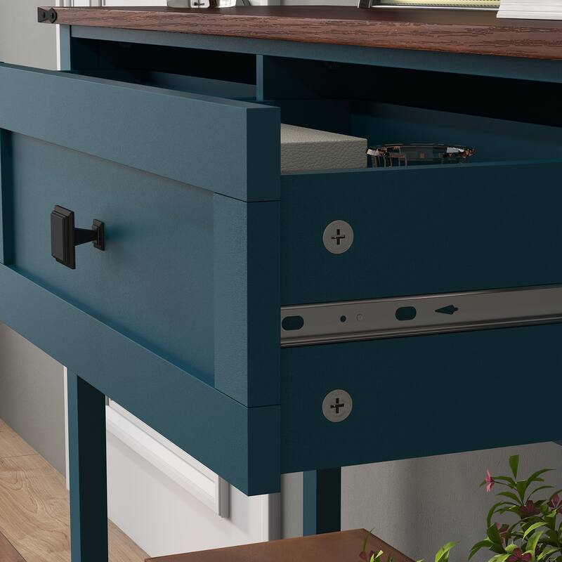 Farmhouse Console Table with 2 Drawer and Open Storage Shelf for Entryway Rustic 39.37" Wood Side Table Sofa Tables Behind Couch