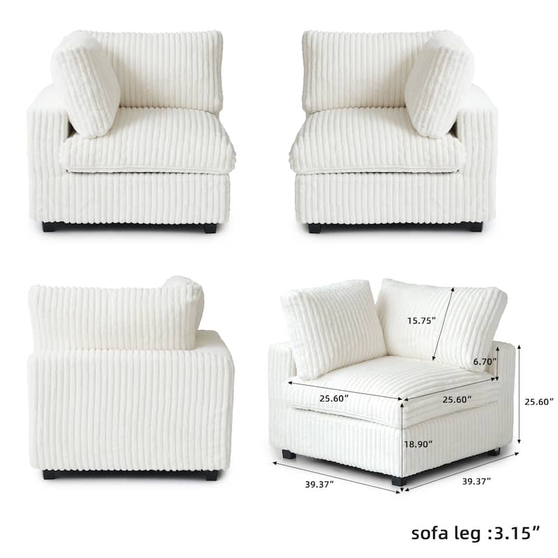 L-shaped Soft Plush Upholstered Modular Sectional Sofa Deep Living Room Couch