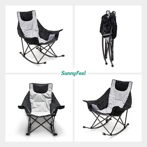 Rocking Camping Chair Padded Recliner Oversized Folding Lawn Chair with Pocket Portable Camp Rocker Chairs with Carry Bag Bed Bath Beyond 40304686
