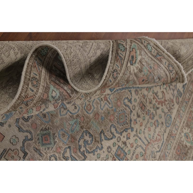 Geometric Tabriz Persian Area Rug Bedroom Handmade Wool Carpet - 8'0"x 11'0"