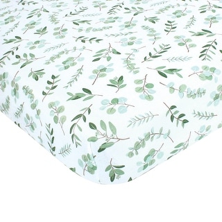 Hudson Baby Infant Girl Cotton Fitted Crib Sheet, Eucalyptus, One Size - Eucalyptus - One Size