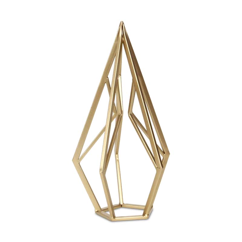 HomeRoots 14" Gold Metal Open Geometric Tabletop Sculpture - 7.00 in. x 13.75 in. x 6.75 in.
