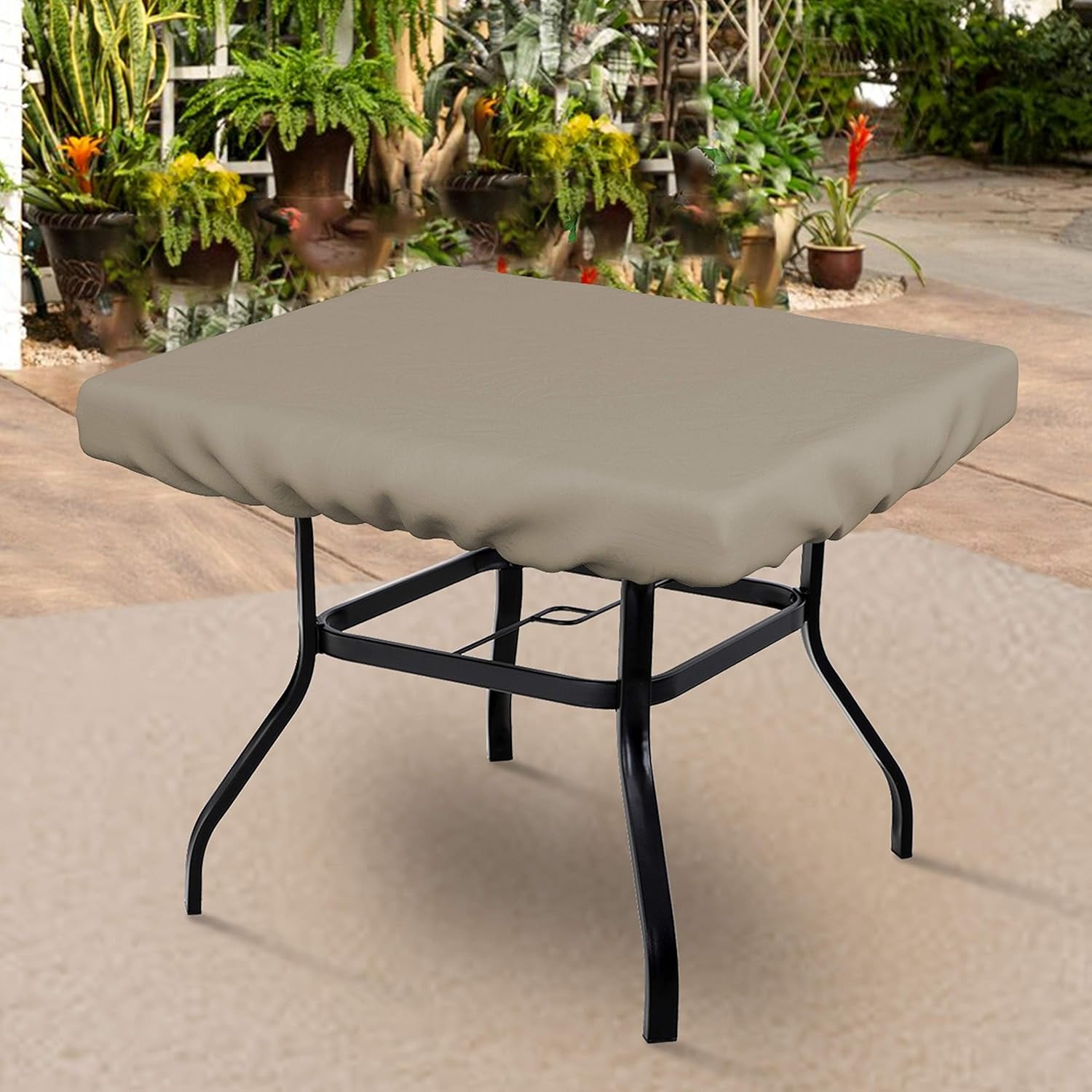 Covers&all Solid Beige Patio Table Cover UV Resistant