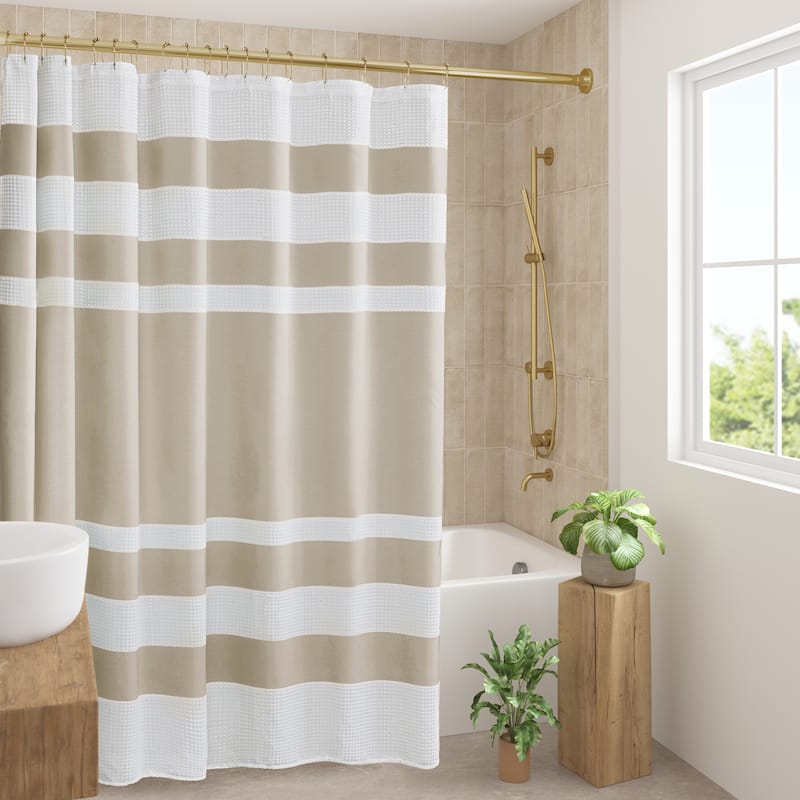 Madison Park Spa Waffle Shower Curtain with 3M Treatment