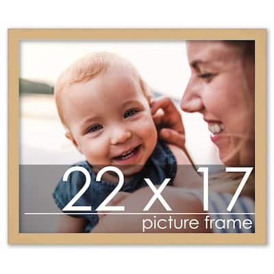 22x17 Traditional Natural Wood Picture Frame - UV Acrylic, Foam Board Backing, & Hanging Hardware Included!