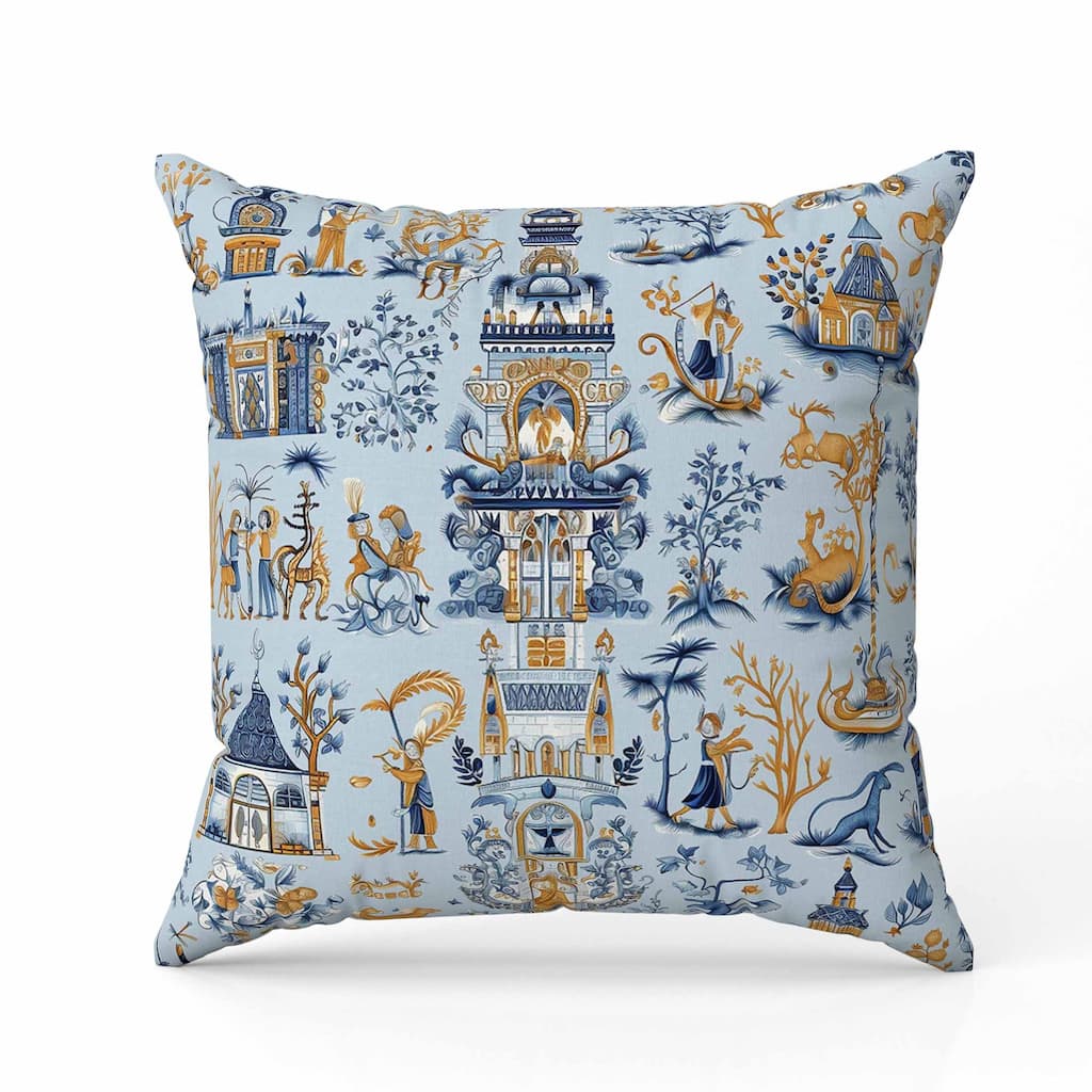 Imperial Elegance Indoor/Outdoor Reversible Throw Pillow Blue and Orange
