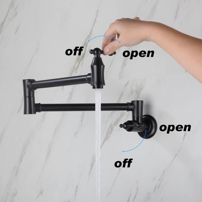 METAL Wall Mount Pot Filler Faucet in Matte Black
