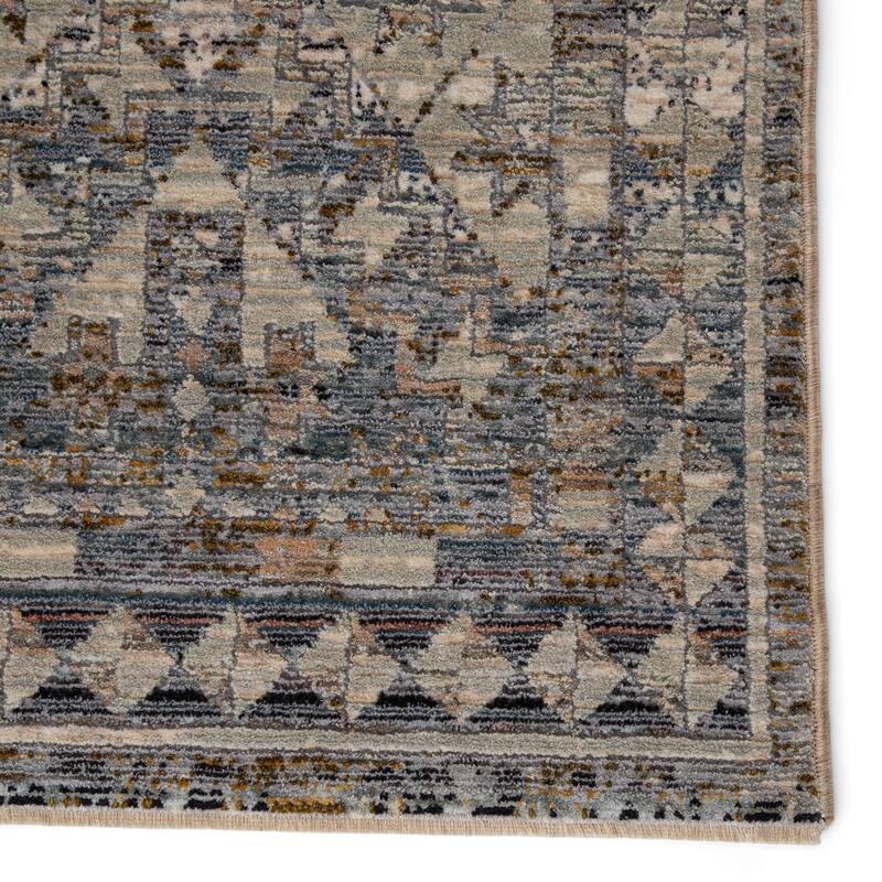 Cheree Tribal Gray/ Dark Blue Area Rug