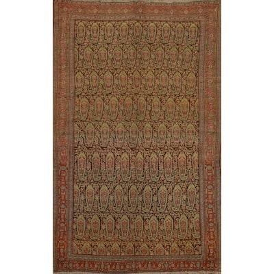 Hand Knotted Oriental 100% Wool Carpet Traditional Geometric Brown Senneh Area Rug - 6' 5'' X 4' 1''